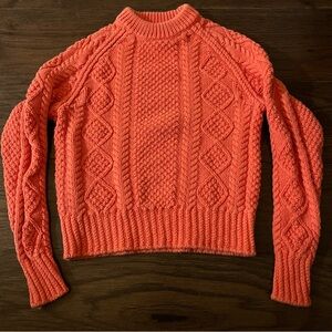 LL Bean Signature Classic Fisherman Sweater Women’s XS Orange